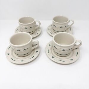 Longaberger Cups and Saucers Heritage Green